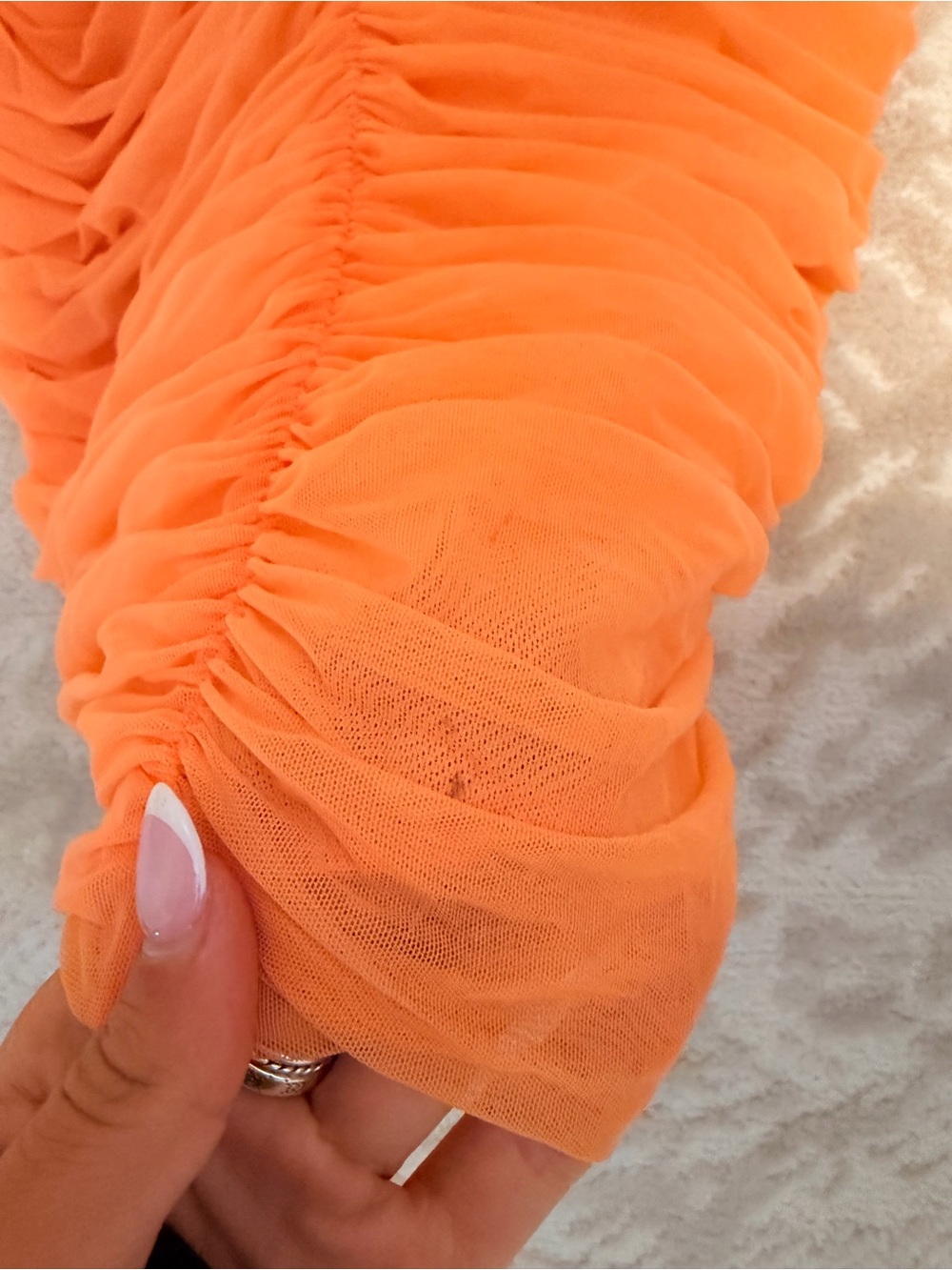 Aritzia (babaton) orange  Ruched Spaghetti-Strap Midi Dress - Picture 4 of 5